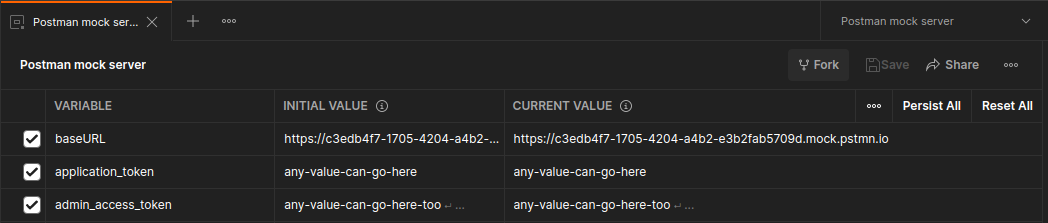 postman mock server Marqeta