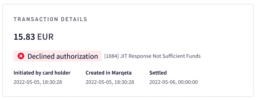 Declined transaction