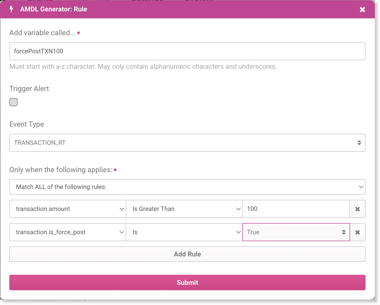 Submit variable