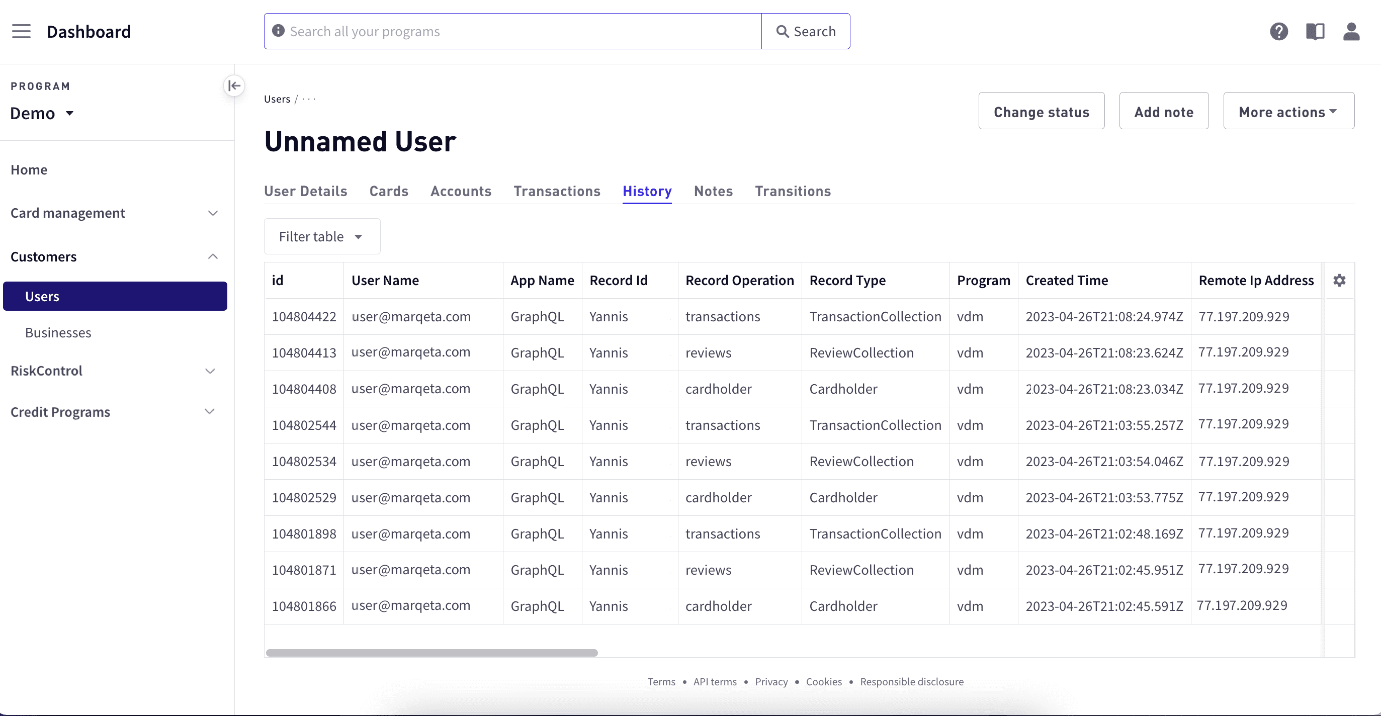 User details