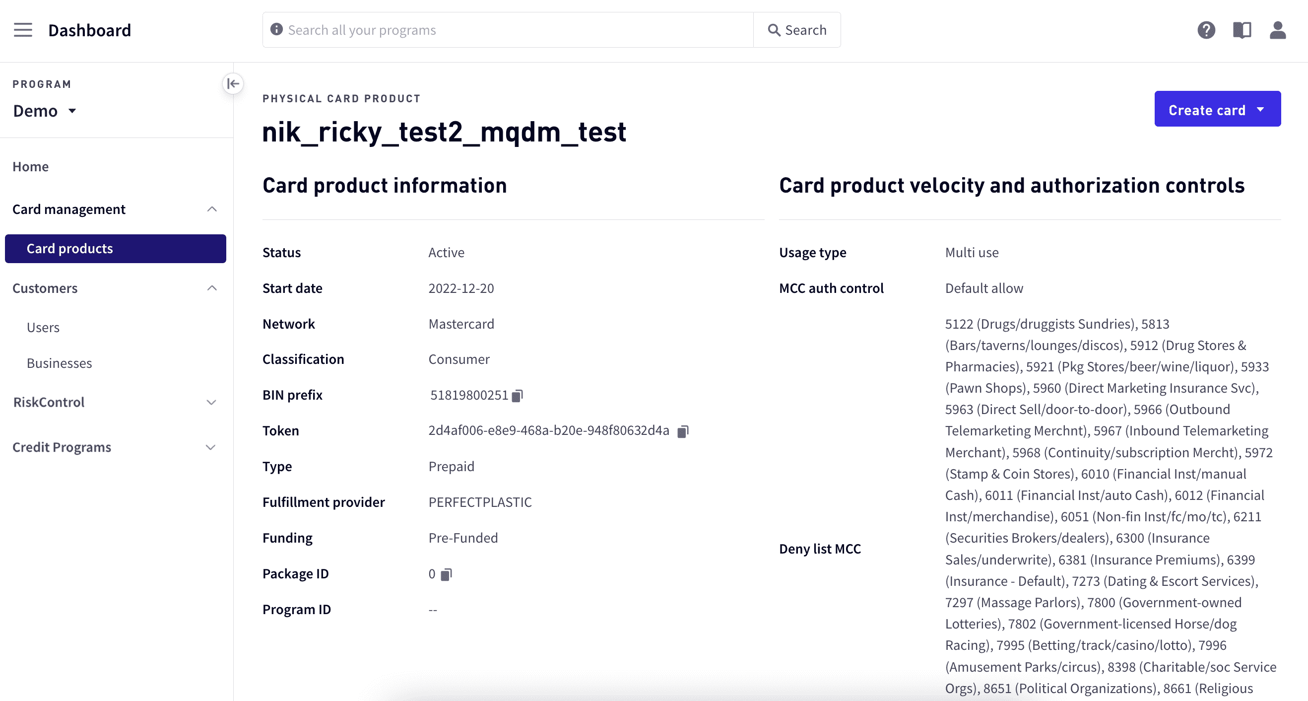 Card product