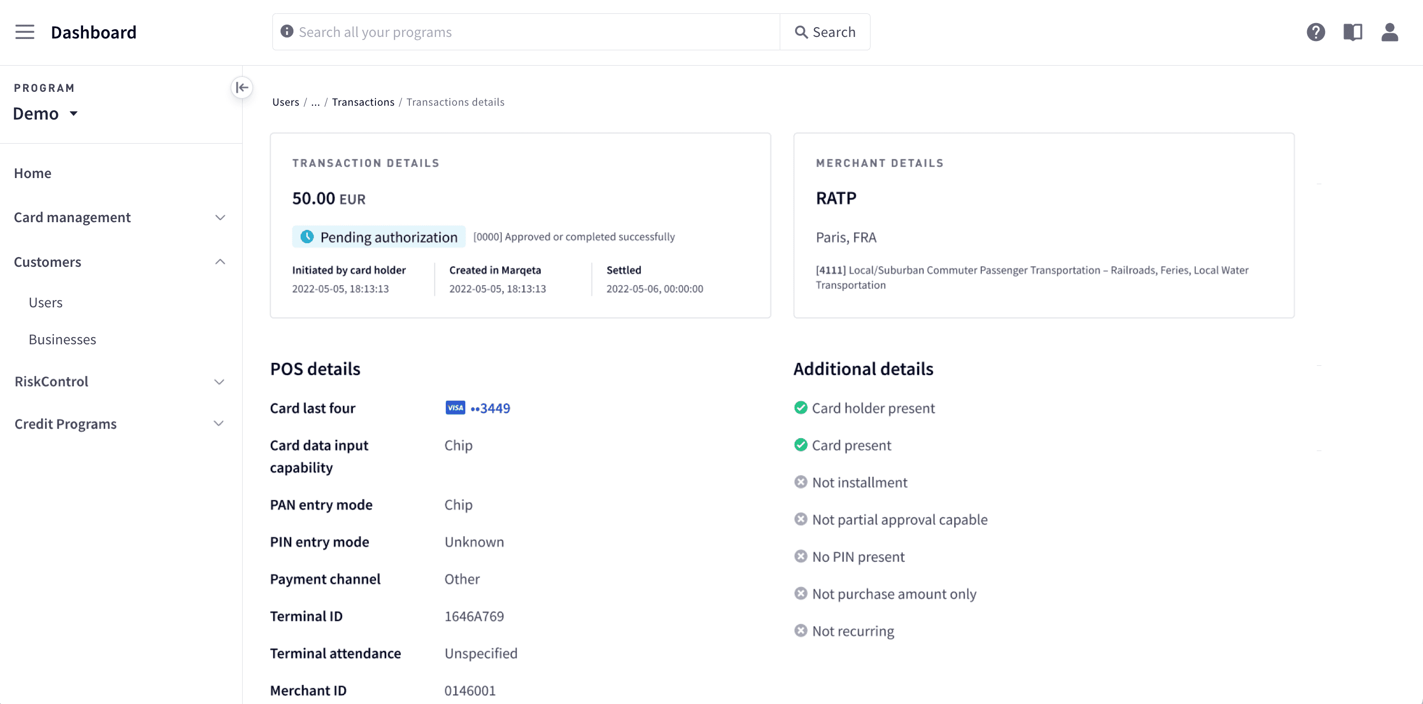 Transaction details