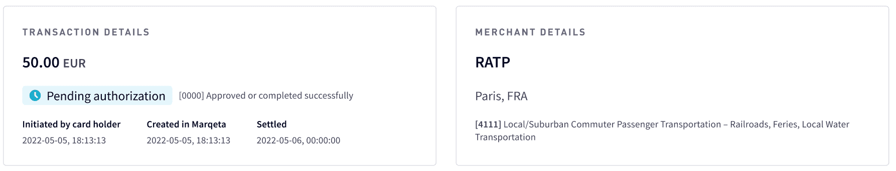 Transaction details