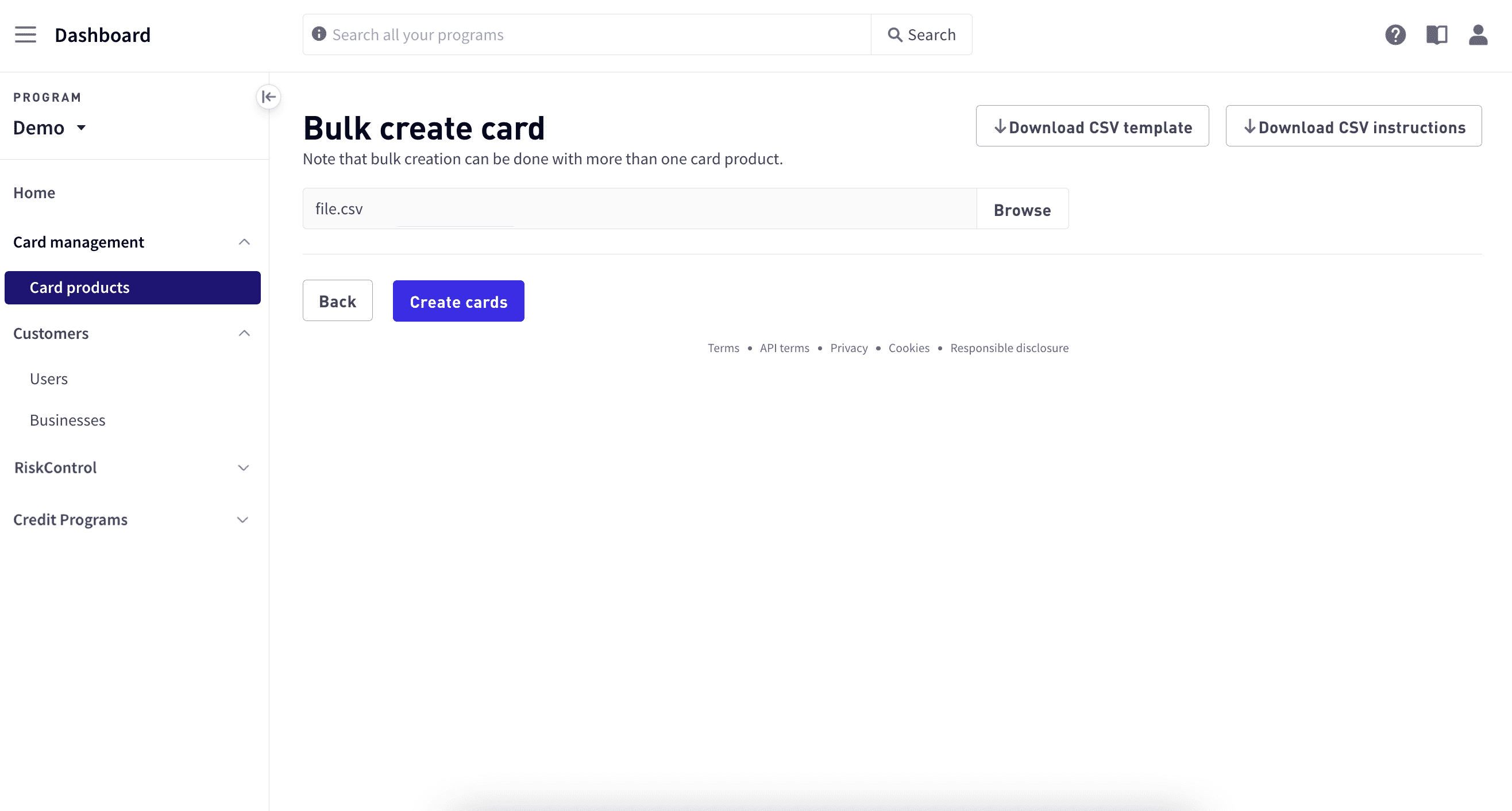 Create card
