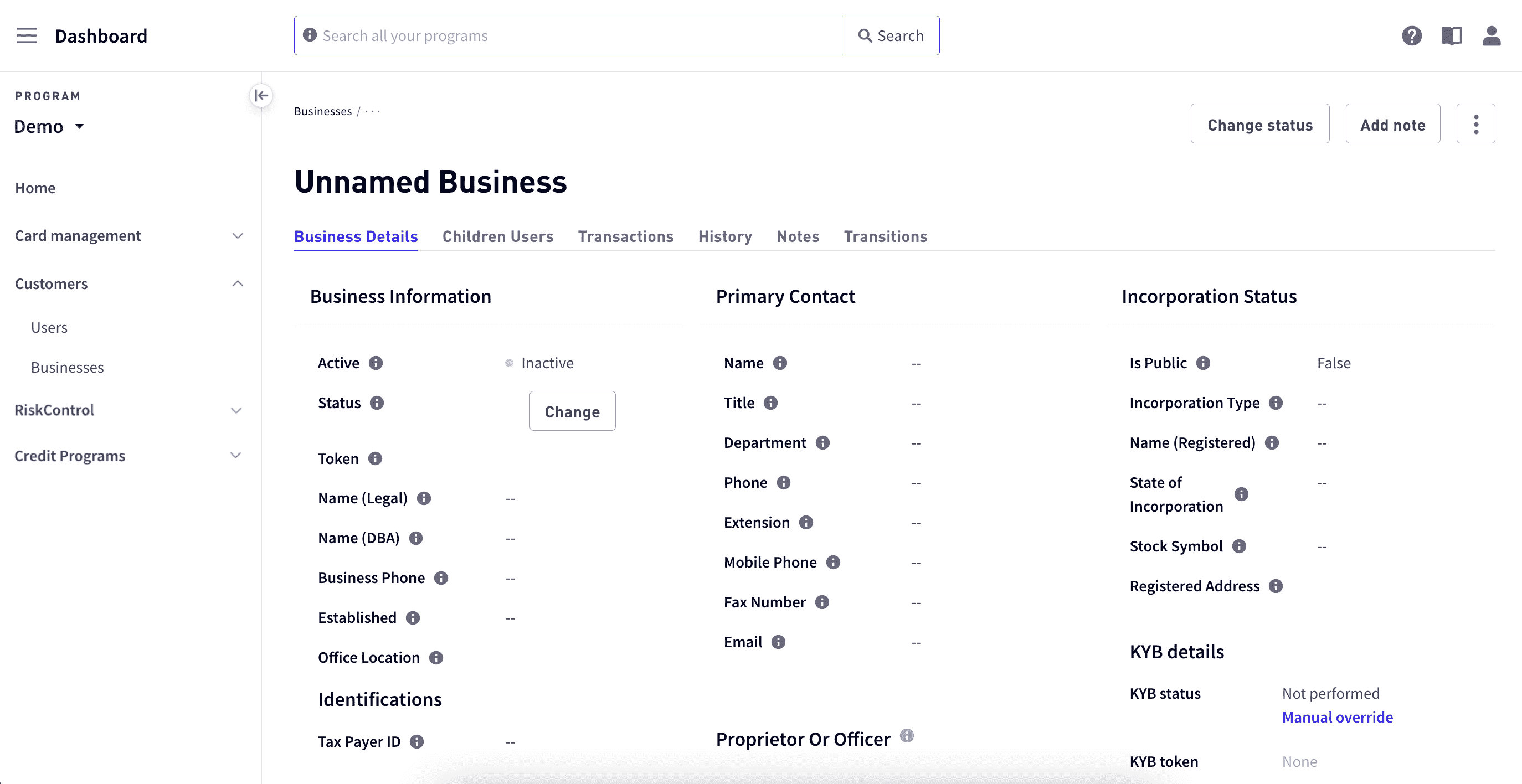 Business details